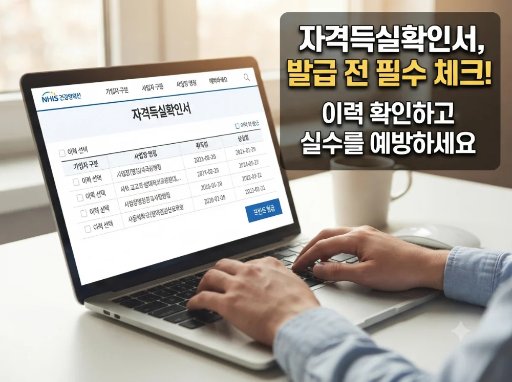 건강보험 자격득실확인서 발급 전에 가입 이력을 확인하는 직장인
