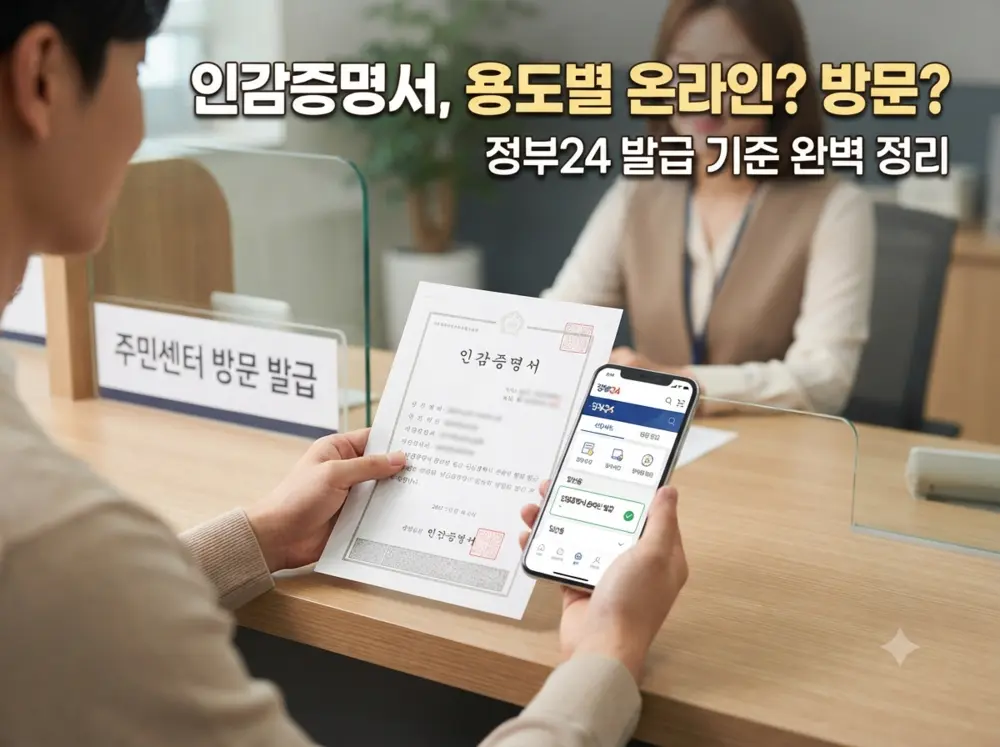 정부24에서 인감증명서 온라인 발급 가능 용도를 확인하는 사용자
