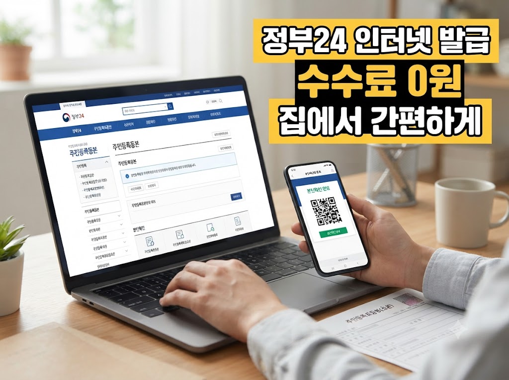정부24에서 주민등록등본을 인터넷으로 발급하는 대표 이미지